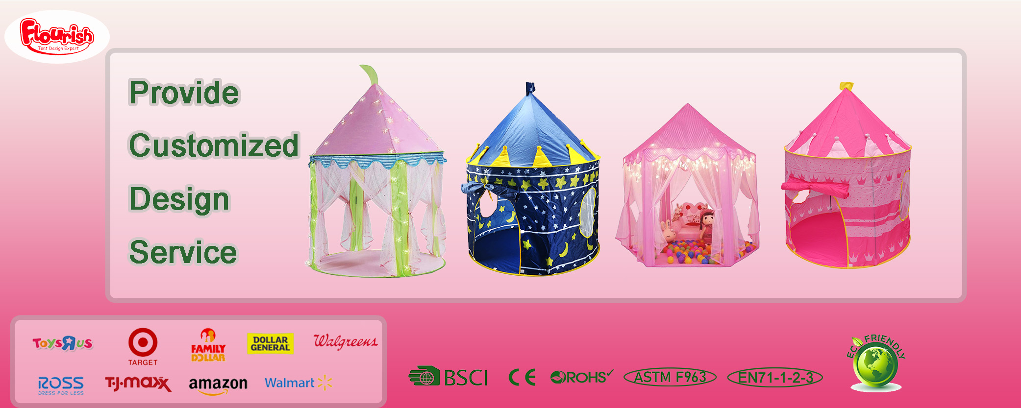 Kids Castle Play Tent With Star Pattern Sweet House Play Tent For Girls