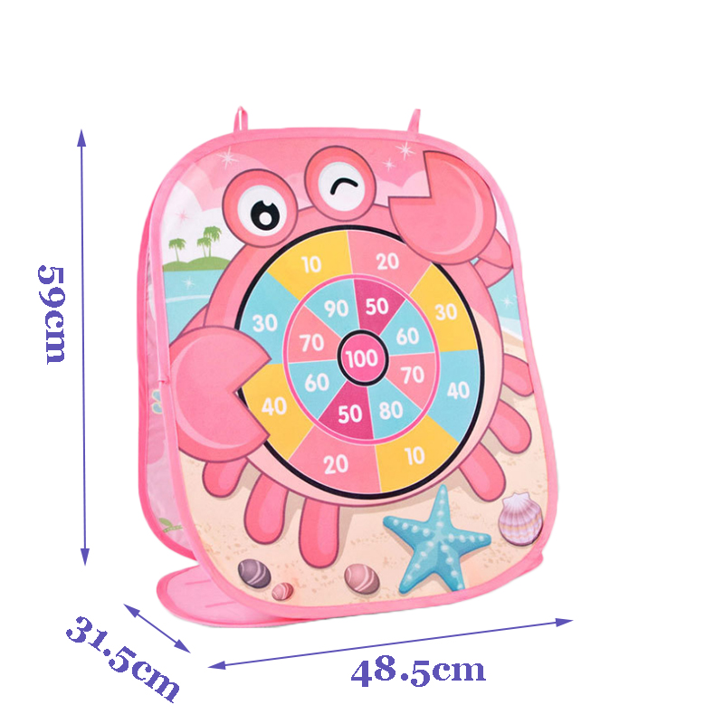Pink Crab Bean Bag Toss Game Toy Set With Dart Board Toss Bags Easy to